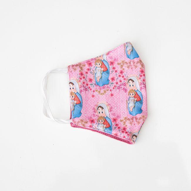 imagem de Máscara Imaculadinha - Infantil -  malha  estampada cor rosa