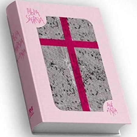 imagem de Biblia Sagrada Com Lantejoula Rosa - Ave Maria