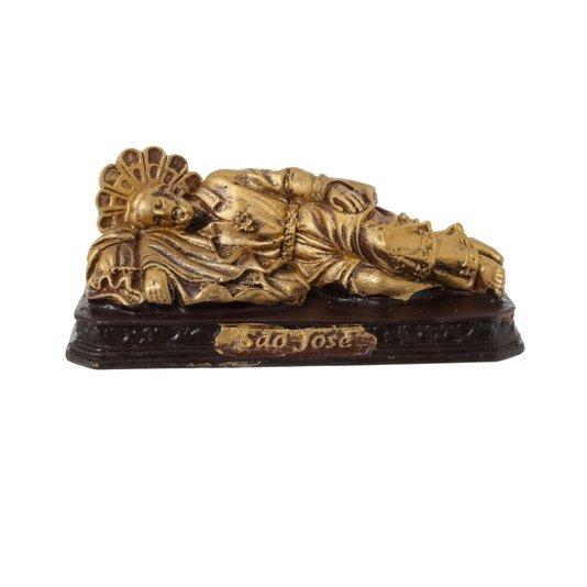 imagem de São José dormindo em gesso dourado 17cm