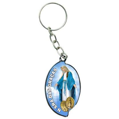 imagem de Chaveiro Chapa Oval Aba Nossa Senhora das Graças