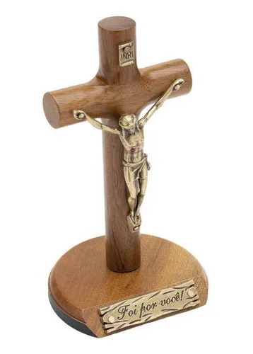 imagem de Crucifixo Cilíndrico madeira imbuia - 7cm
