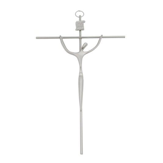 imagem de Crucifixo de Parede Metal Estil.  Prata - 18,5 cm