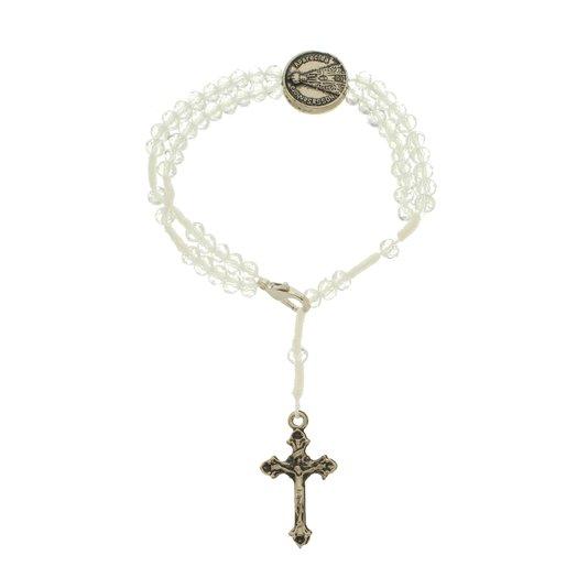imagem de Terço de Pulso de Nossa Senhora Aparecida com Conta Cristal Translúcida