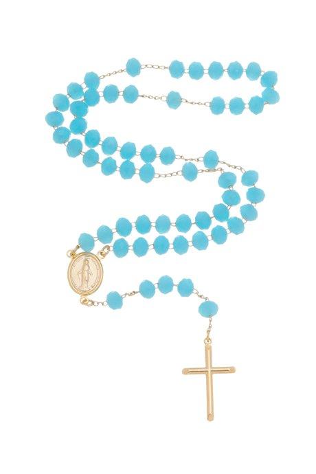 imagem de Terço colar Nossa Senhora das Graças cristal - azul