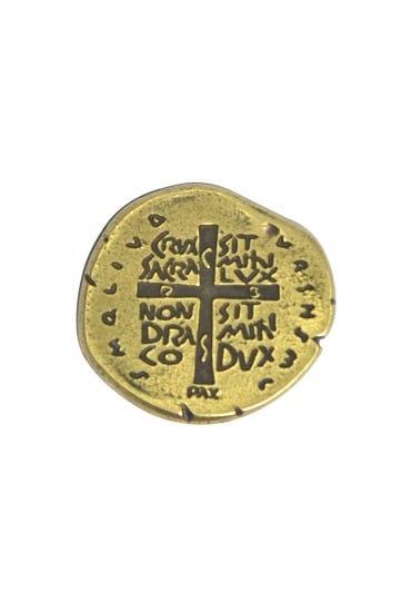 imagem de Broche Medalha das duas Cruzes - Cor Ouro Velho