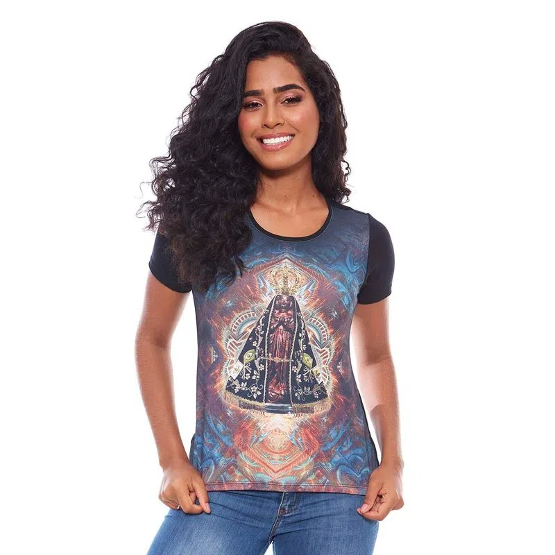 imagem de Baby Look Nossa Senhora Aparecida - preto