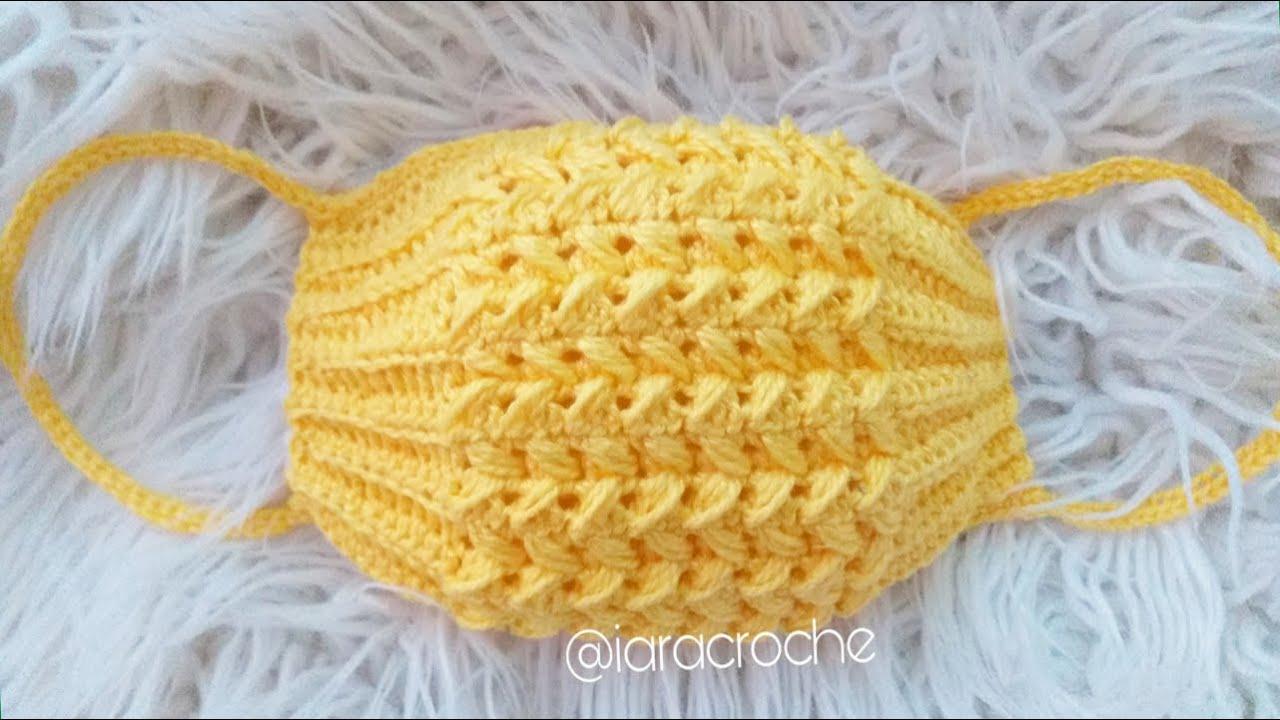 imagem de Máscara em crochê - cor laranja - forrada - Adulto