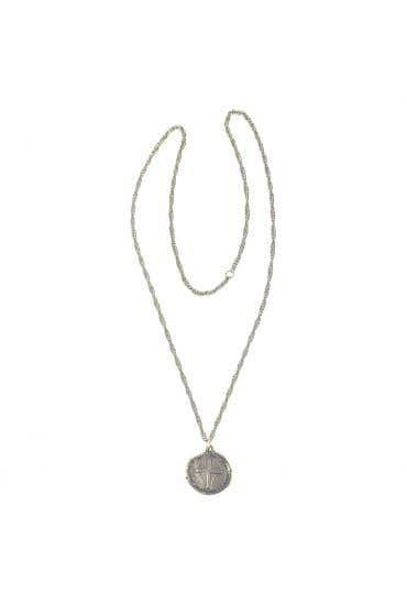 imagem de Corrente inox com medalha das duas cruzes  masculina - 28mm