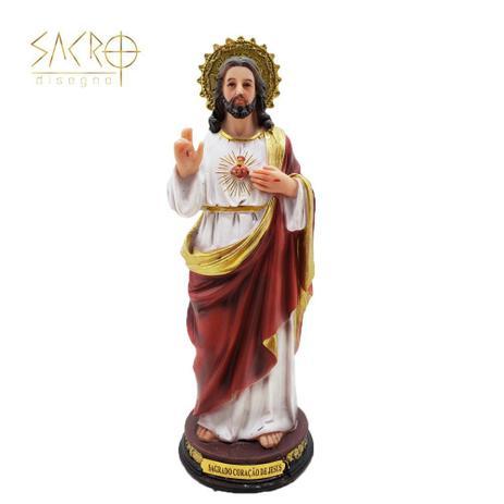 imagem de Sagrado Coração de Jesus em gesso - 28cm