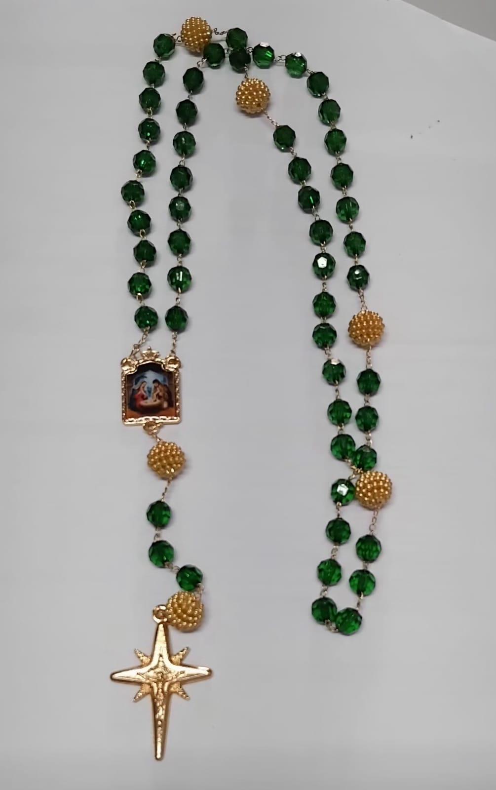 imagem de Terço de natal corrente acrílico 8mm verde