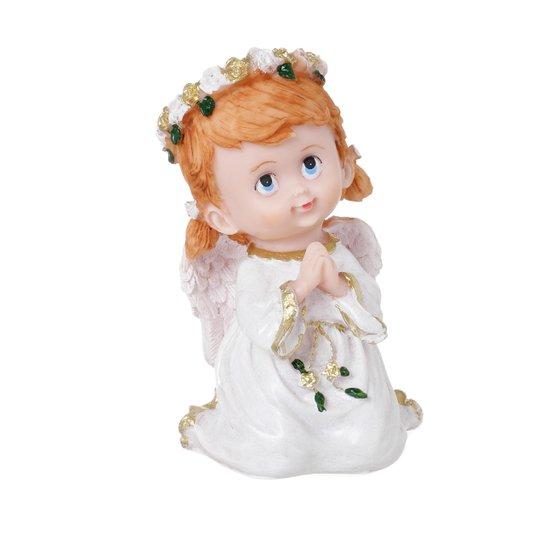 imagem de Imagem do Anjo da Guarda de Joelhos em Resina - Branco - 13cm