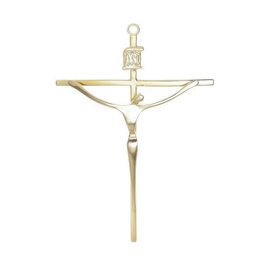 imagem de Crucifixo de Parede em Metal com Modelo Estilizado Dourado - 18,5cm