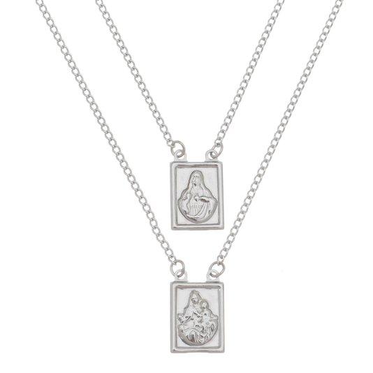 imagem de Escapulário de Nossa Senhora do Carmo  em inox borda