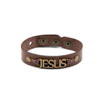 imagem de Pulseira de Couro Marrom Jesus