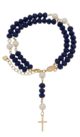imagem de Terço de Pulso Nossa Senhora Aparecida de Cristal - Azul Marinho