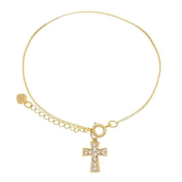 imagem de Pulseira Folheada com Pingente em Cruz Strass