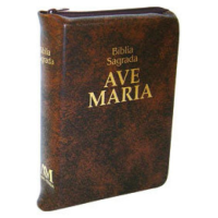 imagem de Bíblia Sagrada Ave Maria de bolso com zíper marrom