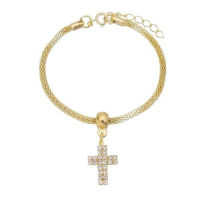 imagem de Pulseira com crucifixo em strass folheada