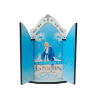 imagem de Capela de MDF imbuia com porta vitral - Nossa Senhora das Graças