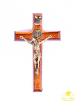 imagem de Crucifixo de madeira parede São Bento - 8 cm