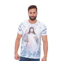 imagem de CAMISETA JESUS MISERICORDIOSO MASCULINO - BRANCA